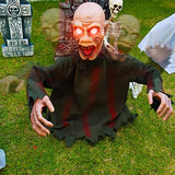 Animated Halloween Decorations Outdoor Halloween Props Scary Groundbreaker Zombie with LED Eyes, Swing Body and Creepy Sound, Perfect for Halloween Lawn Graveyard Haunted House Outdoor Zombie Decors - Glow-Paradise