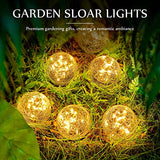 Garden Solar Lights Outdoor Globe Light Cracked Glass Ball Yard Decor Waterproof Warm White Led Solar Light Decorative Solar Ball Garden Decor for Backyard Lawn Ornament (6, 3.9 Inch) - Glow-Paradise