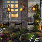 Tryme Solar Lights Outdoor Garden Decorations Sun Moon Star Stake Light Decorative Waterproof Warm White LED Yard Decor for Pathway Lawn Patio Courtyard Backyard - Glow-Paradise