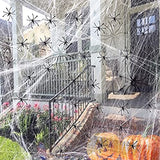 1000 Sqft Halloween Spider Web Decorations With 100 Fake Spiders Spooky Spider Webbing Halloween Decorations Indoor Outdoor Party Yard Decor Supplies For Bar Haunted House - Glow-Paradise