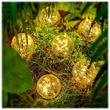 Garden Solar Lights Outdoor Globe Light Cracked Glass Ball Yard Decor Waterproof Warm White Led Solar Light Decorative Solar Ball Garden Decor for Backyard Lawn Ornament (8, 3.9 Inch) - Glow-Paradise