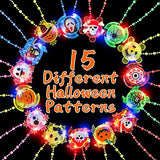 AMENON 15 Pack Halloween LED Spin Necklaces Toys Party Favors for Kids Fidget Toys 15 Styles Spider Ghost Halloween Light up Toys Treat Bag Filler Glow in The Dark Party Supplies - Glow-Paradise