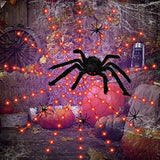 Anycosy Halloween Spider Web Lights, 140 LED Waterproof with 5 Black Spider, Halloween Lights 8 Modes, for Indoor/Outdoor Halloween Decor (6.5 FT, Orange) - Glow-Paradise
