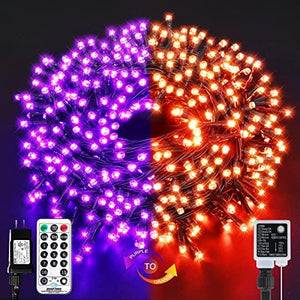 MZD8391 Color Changing Halloween Lights Outdoor Indoor, 108FT 300 LED Christmas Lights, Orange Purple Fairy Lights, END to END Connect, Waterproof Halloween Decorations Decor Timer Remote (100% UL) - Glow-Paradise