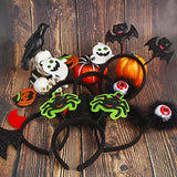 CCINEE 6 Pack Halloween Headbands Assorted Halloween Element Costume Headbands Eyeball Bat Spider Ghost Pumpkin Head Wears for Halloween Party Supply Cosplay Decoration - Glow-Paradise