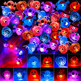50 PCs Halloween LED Rings Light Up Rings for Kids, Glow in the Dark Halloween Party Supplies Trick or Treat Bags for Kids Adult, Flash Finger Ring Toys Halloween Goodie Bag Fillers - Glow-Paradise