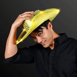 LED Flashing Cowboy Hat With Sequins (Yellow Color, 1 Quantity Per Pack) - Glow-Paradise