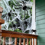 jollylife 7PCS Halloween Decorations Outdoor Fake Giant Spiders - Scary Props for Yard Haunted House Indoor Party Decor Supplies (47”×1pcs, 30”×1pcs, 20”×2pcs, 12”×3pcs) - Glow-Paradise