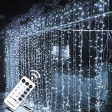 MAGGIFT 304 LED Curtain String Lights, 9.8 x 9.8 ft, 8 Modes Plug in Fairy String Light with Remote Control, Christmas, Backdrop for Indoor Outdoor Bedroom Window Wedding Party Decoration, Cool White - Glow-Paradise
