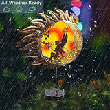 Ostritec Solar Lights Outdoor Garden, Sun Moon Fairy Copper Ground Stake Lights, Waterproof Metal Glass Lights Decor for Lawn Patio Pathway Courtyard Halloween - Glow-Paradise
