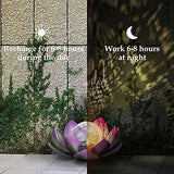 Huaxu Solar Lights Outdoor Garden Decor,Purple Lotus Solar Light,Waterproof LED Crackle Globe Glass Flower Light for Garden,Patio,Yard,Porch,Pathway,Ground,Outdoor Tabletop - Glow-Paradise