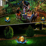 Huaxu Solar Light Outdoor Metal Glass Decorative Waterproof Garden Light LED Lotus Flower Table Lamp - Glow-Paradise