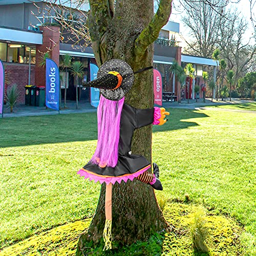 Crashing Witches into Tree Outdoor Halloween Decorations, 47“ Hanging Crashed Witch Outdoor Tree Door Column Porch Haunted Décor - Glow-Paradise