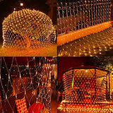 Funpeny Halloween 360 LED Net Lights, 9.8ft x 6.6ft 8 Modes Waterproof Connectable Halloween Decorations for Outdoor Garden Party Decor (Orange) - Glow-Paradise