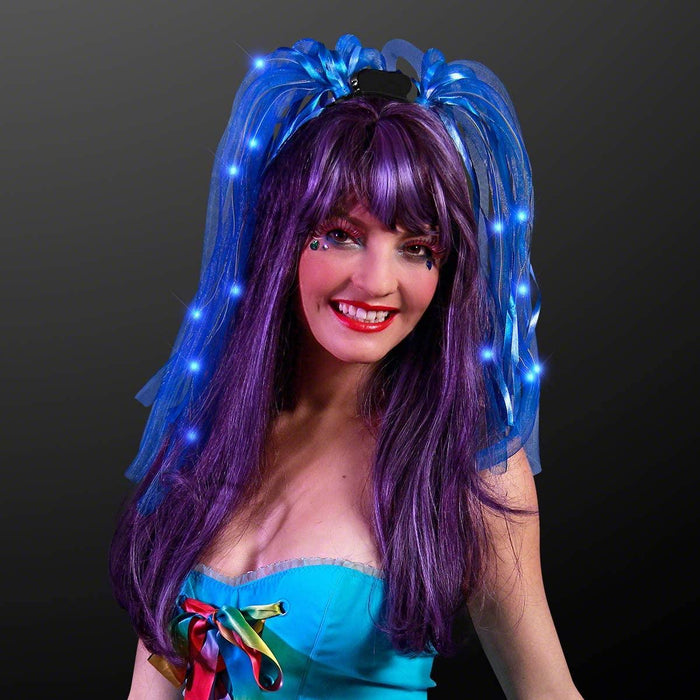 LED Light Up Noodle Headband Flashing Dreads (Blue Color, 1 Quantity Per Pack) - Glow-Paradise