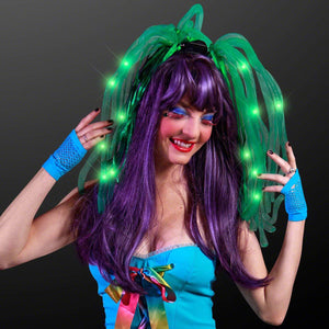 LED Light Up Noodle Headband Flashing Dreads (Green Color, 1 Quantity Per Pack) - Glow-Paradise