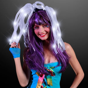 LED Light Up Noodle Headband Flashing Dreads (White Color, 1 Quantity Per Pack) - Glow-Paradise
