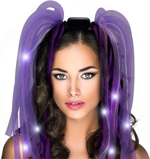 LED Light Up Noodle Headband Flashing Dreads (Purple Color, 1 Quantity Per Pack) - Glow-Paradise