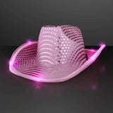 LED Flashing Cowboy Hat With Sequins (Pink Color, 1 Quantity Per Pack) - Glow-Paradise
