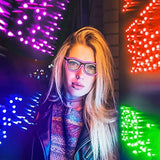 EL-Wire Aviator Shades with Sound Sensor and Clear Lens (Purple Color, 1 Per Pack) - Glow-Paradise