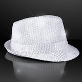LED Light Up Flashing Fedora Hat with Sequins (White Color, 1 Quantity Per Pack) - Glow-Paradise