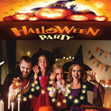 LED Flashing Light Up Halloween Pumpkin Jack O Lantern Necklace Holiday Party Bulbs for Party Decoration (4 Count Per Pack) - Glow-Paradise