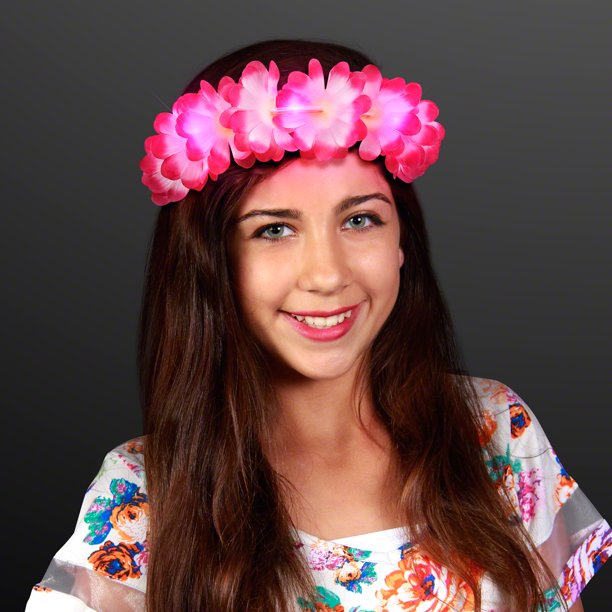 Autumn Festival Harvest Light Up Flower Crown Headband LED Lights (Pink Color, 1 Quantity Per Pack) - Glow-Paradise