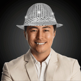 LED Light Up Flashing Fedora Hat with Sequins (Silver Color, 1 Quantity Per Pack) - Glow-Paradise