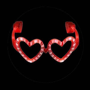 LED Light Up Jolly Heart Shaped Red Sunglasses (1 Eyeglasses Per Pack) - Glow-Paradise