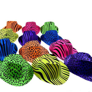 Neon Animal Print Camouflage Fedora Hats (Pink Color, 1 Quantity Per Pack) - Glow-Paradise