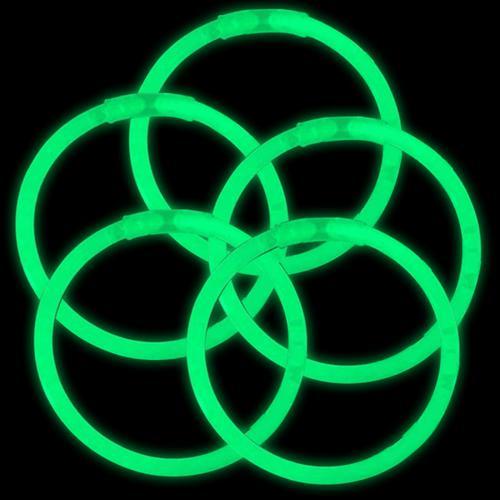 8 Inch Premium Glow Stick Bracelets (Green Color, 100 Counts Per Pack) - Glow-Paradise