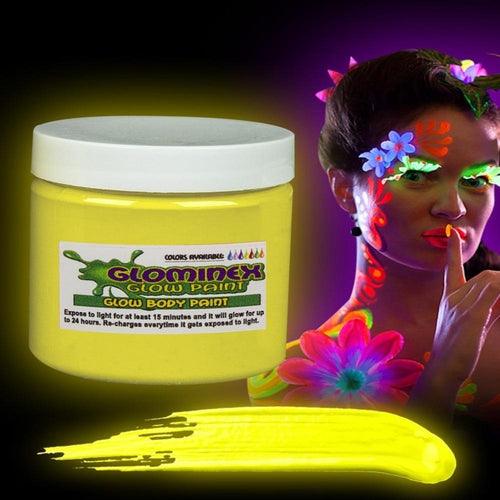 Glominex Glow Body Paint 8oz Jar (Yellow Color, 1 Jar Per Pack) - Glow-Paradise