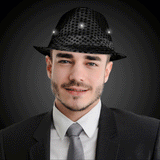 LED Light Up Flashing Fedora Hat with Sequins (Black Color, 1 Quantity Per Pack) - Glow-Paradise