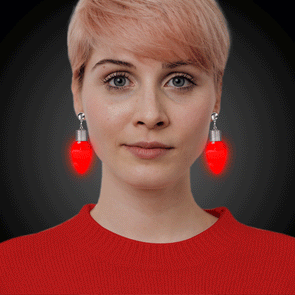 LED Light Up Bulb Clip-On Earrings (Red Color, 1 Pair Per Pack) - Glow-Paradise