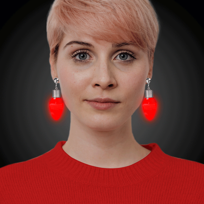 LED Light Up Bulb Clip-On Earrings (Red Color, 1 Pair Per Pack) - Glow-Paradise