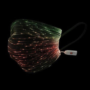 LED Fiber Optic Light Up Multicolor Face Mask (Black Rectangle Fabric, 1 Mask Per Pack) - Glow-Paradise