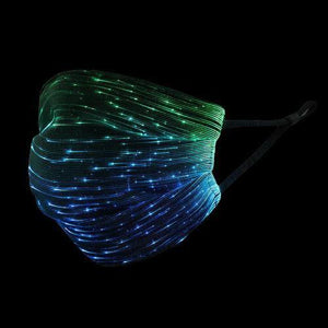 LED Fiber Optic Light Up Multicolor Face Mask (Black Rectangle Fabric, 1 Mask Per Pack) - Glow-Paradise