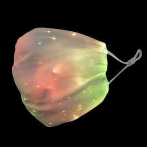 LED Fiber Optic Light Up Multicolor Face Mask (White Rectangle Fabric, 1 Mask Per Pack) - Glow-Paradise