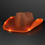 LED Flashing Cowboy Hat With Sequins (Orange Color, 4 Quantity Per Pack) - Glow-Paradise