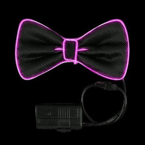 Light Up EL Wire Bow Tie (Pink Color, 1 Per Pack) - Glow-Paradise