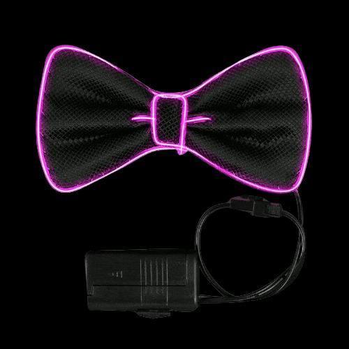 Light Up EL Wire Bow Tie (Pink Color, 1 Per Pack) - Glow-Paradise