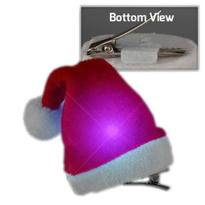 Flashing Mini Santa Hat Metal Alligator Hair Clip (1 Quantity Per Pack) - Glow-Paradise