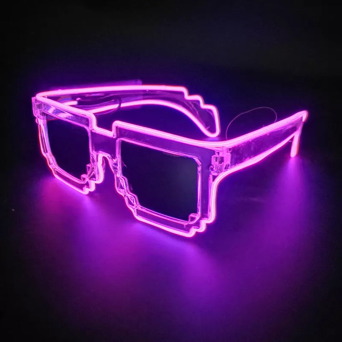 LED Light Up Pixel Meme Sunglasses (Pink Color, 1 Per Pack) - Glow-Paradise