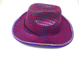 LED Flashing Cowboy Hat With Sequins (Purple Color, 1 Quantity Per Pack) - Glow-Paradise