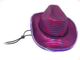 LED Flashing Cowboy Hat With Sequins (Purple Color, 1 Quantity Per Pack) - Glow-Paradise