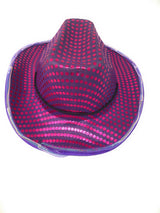 LED Flashing Cowboy Hat With Sequins (Purple Color, 1 Quantity Per Pack) - Glow-Paradise