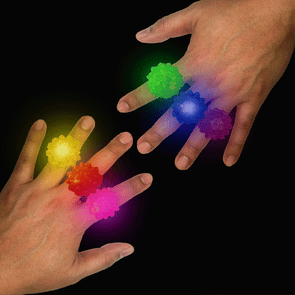 LED Flashing Bumpy Rings - Patriotic - Red White Blue (12 Rings Per Pack) - Glow-Paradise