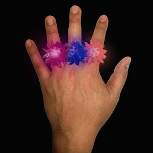 LED Flashing Jelly Porcupine Rings (Assorted Colors, 24 Rings Per Pack) - Glow-Paradise