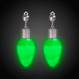 LED Light Up Bulb Clip-On Earrings (Green Color, 1 Pair Per Pack) - Glow-Paradise