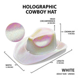 Neon Sparkly Iridescent Glitter Cowboy Hat (Metallic White, 1 Quantity Per Pack) - Glow-Paradise